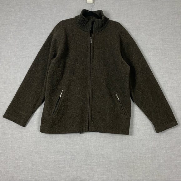 Marks & Spencer St. Michael Wool Blend Sweater Jacket Mens Large Zipper Fleece - Picture 1 of 11